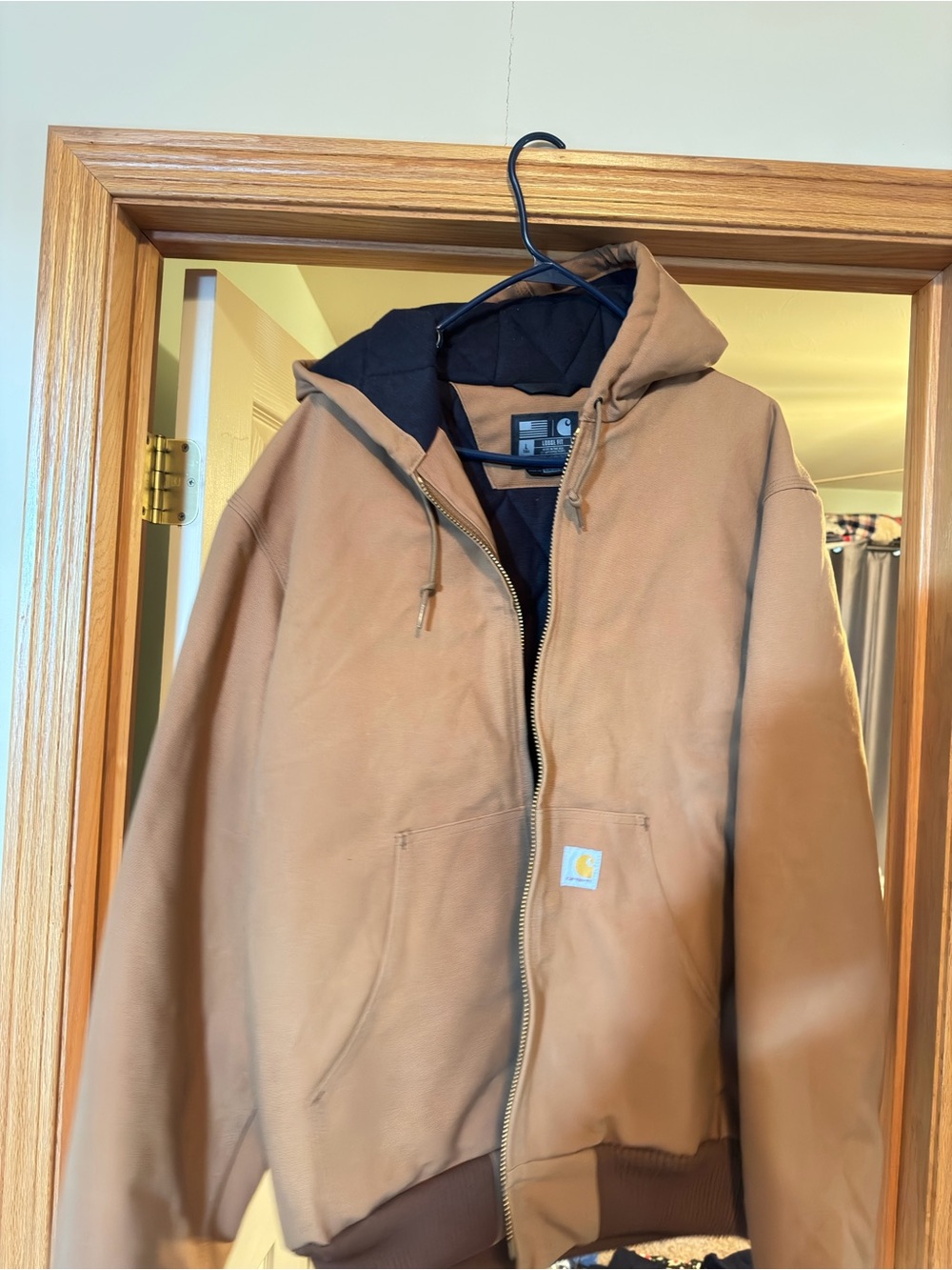 Carhartt Brown Hooded Work Jacket with Black Lining